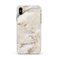 Faux Marble Effect Print Apple iPhone Xs Max Impact Case White Edge on Gold Phone