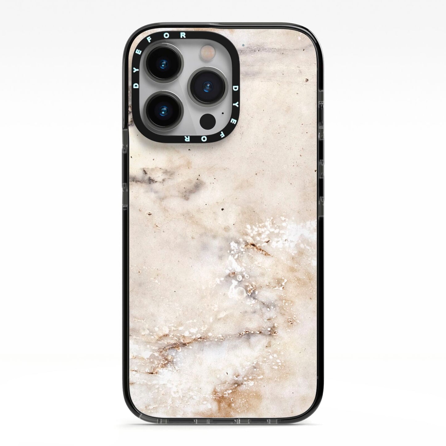 Faux Marble Effect Print iPhone 13 Pro Black Impact Case on Silver phone
