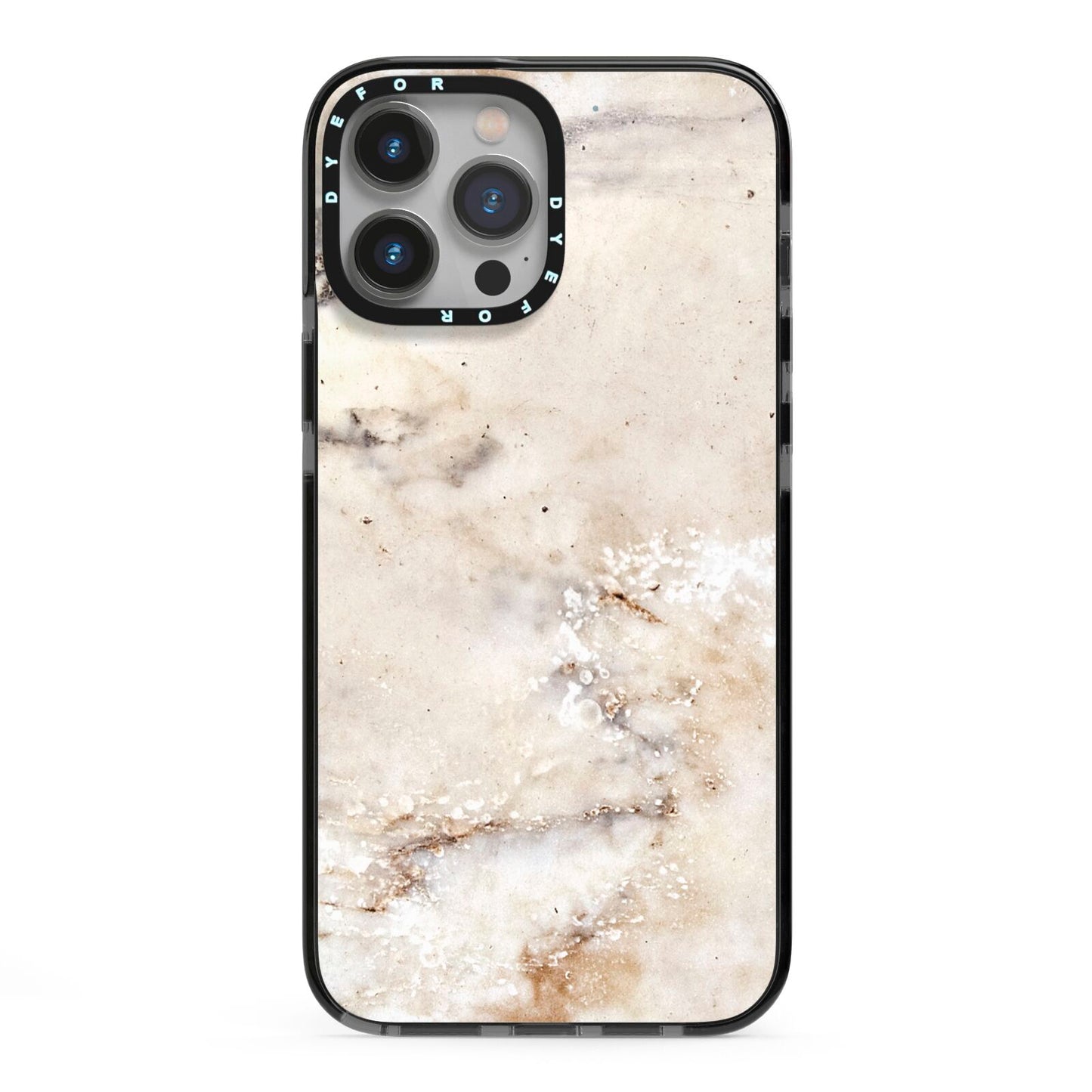 Faux Marble Effect Print iPhone 13 Pro Max Black Impact Case on Silver phone