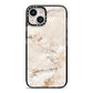 Faux Marble Effect Print iPhone 14 Black Impact Case on Silver phone