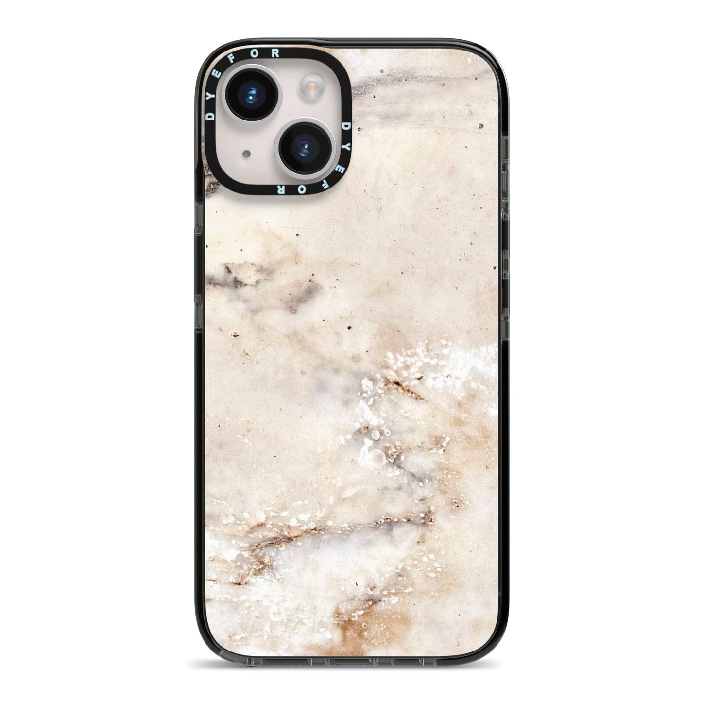 Faux Marble Effect Print iPhone 14 Black Impact Case on Silver phone