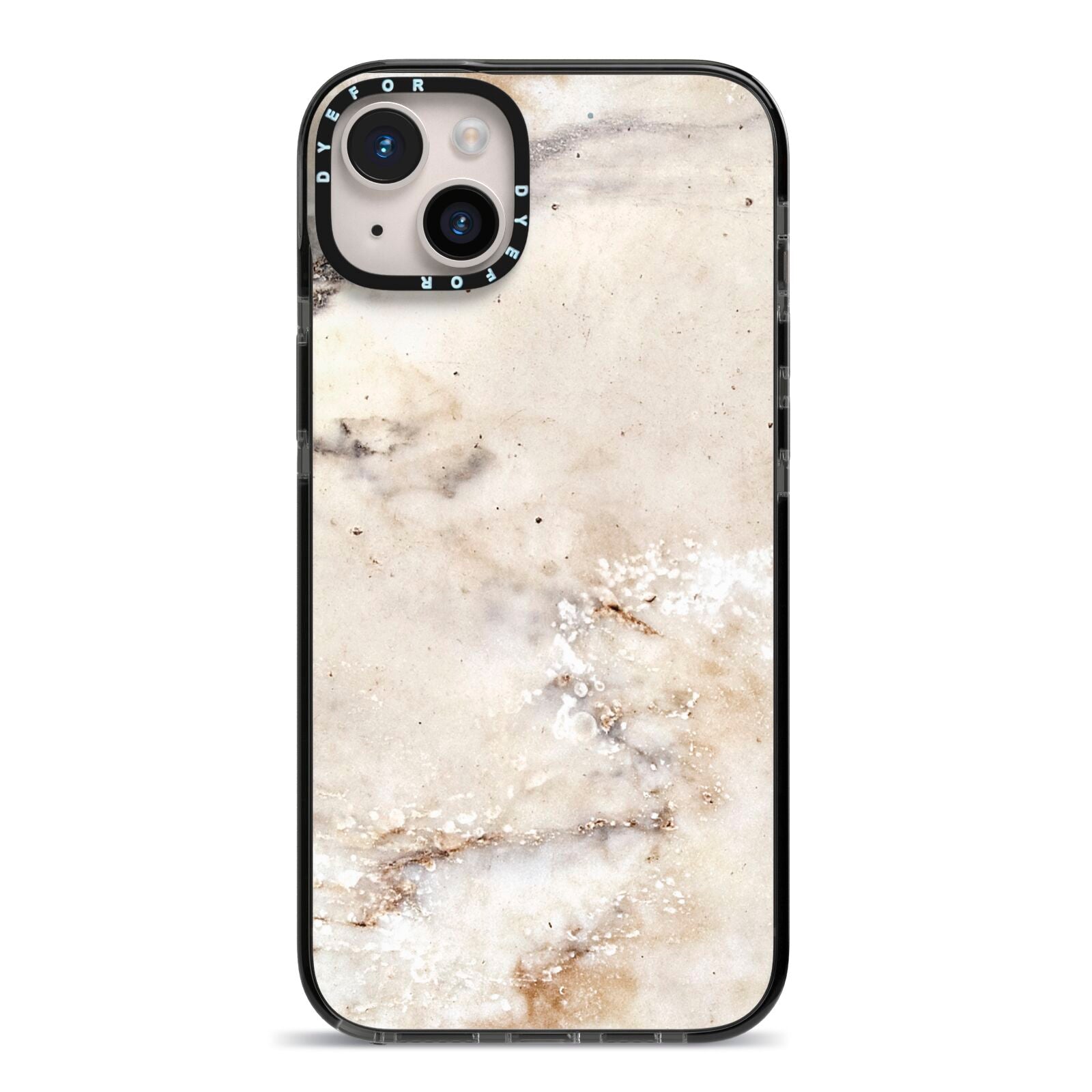 Faux Marble Effect Print iPhone 14 Plus Black Impact Case on Silver phone