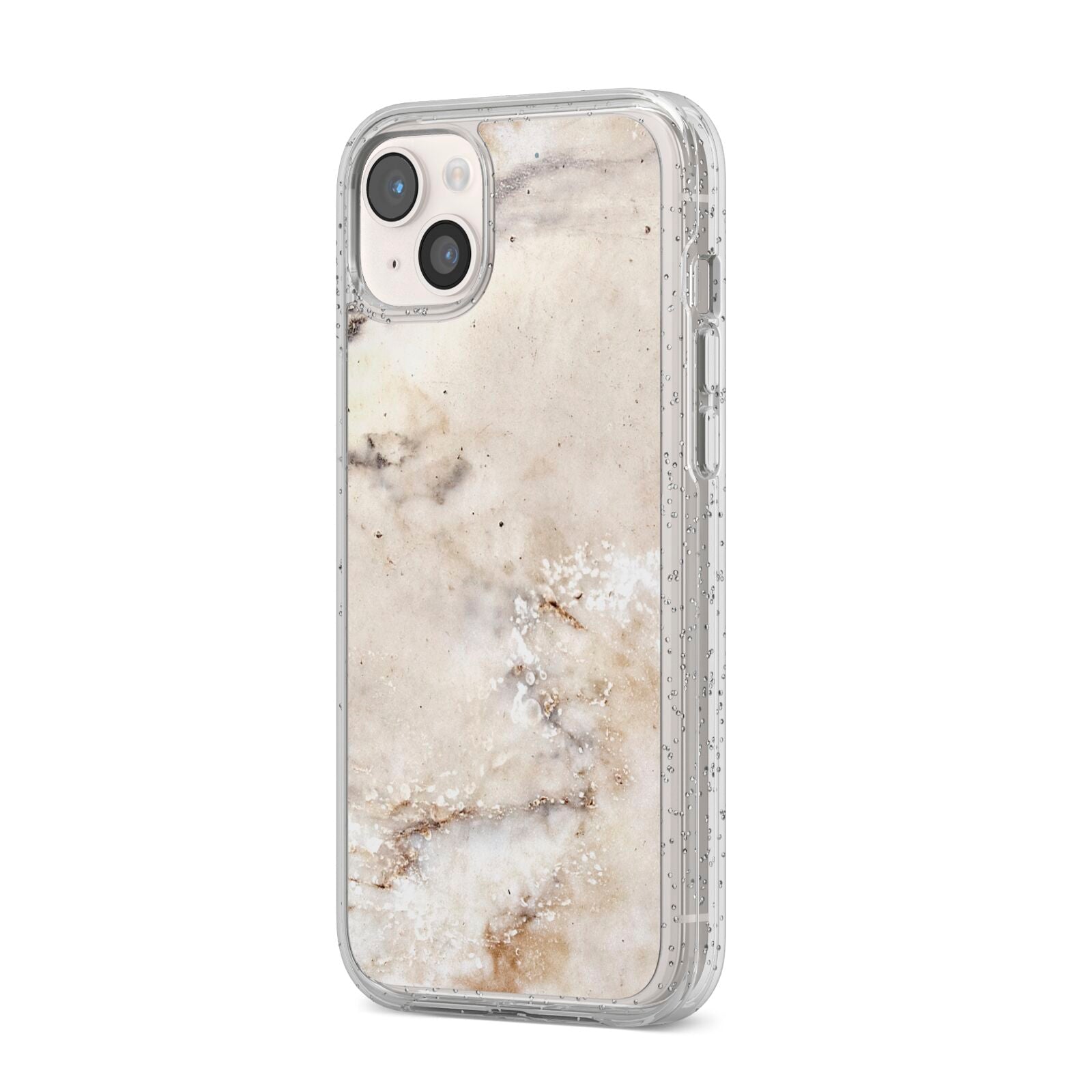 Faux Marble Effect Print iPhone 14 Plus Glitter Tough Case Starlight Angled Image
