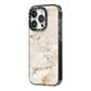 Faux Marble Effect Print iPhone 14 Pro Black Impact Case Side Angle on Silver phone