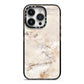 Faux Marble Effect Print iPhone 14 Pro Black Impact Case on Silver phone