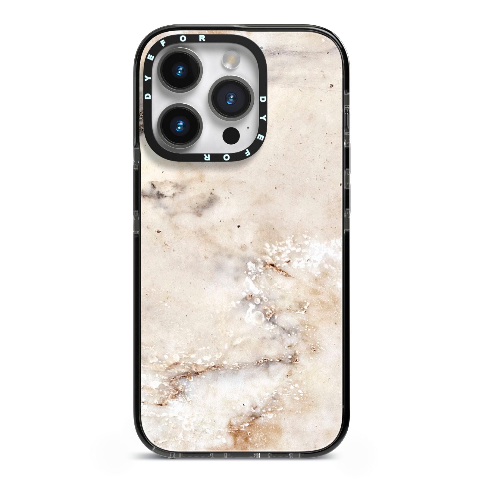 Faux Marble Effect Print iPhone 14 Pro Black Impact Case on Silver phone