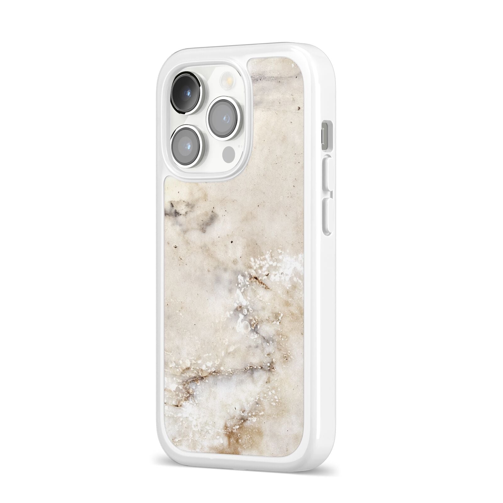 Faux Marble Effect Print iPhone 14 Pro Clear Tough Case Silver Angled Image