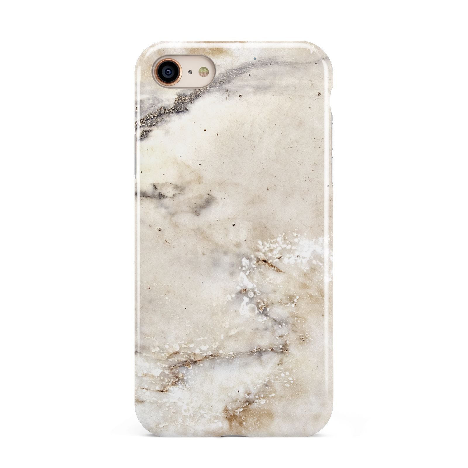 Faux Marble Effect Print iPhone 8 3D Tough Case on Gold Phone