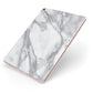 Faux Marble Effect White Grey Apple iPad Case on Rose Gold iPad Side View