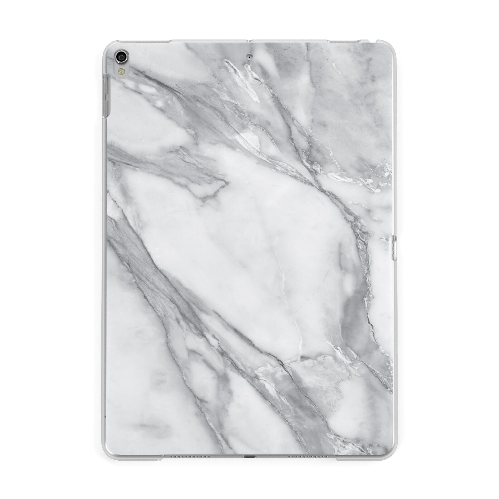 Faux Marble Effect White Grey Apple iPad Silver Case