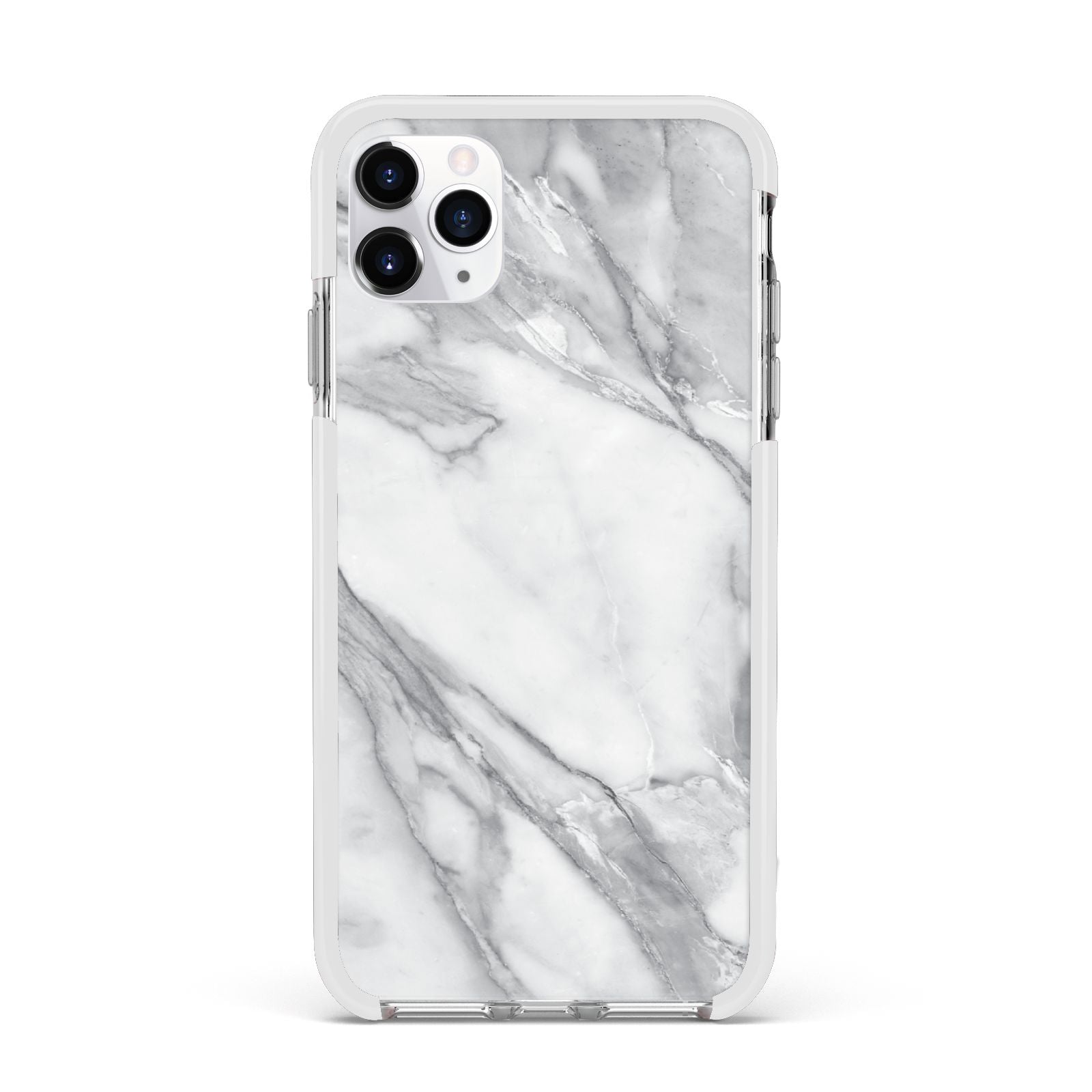 Faux Marble Effect White Grey Apple iPhone 11 Pro Max in Silver with White Impact Case