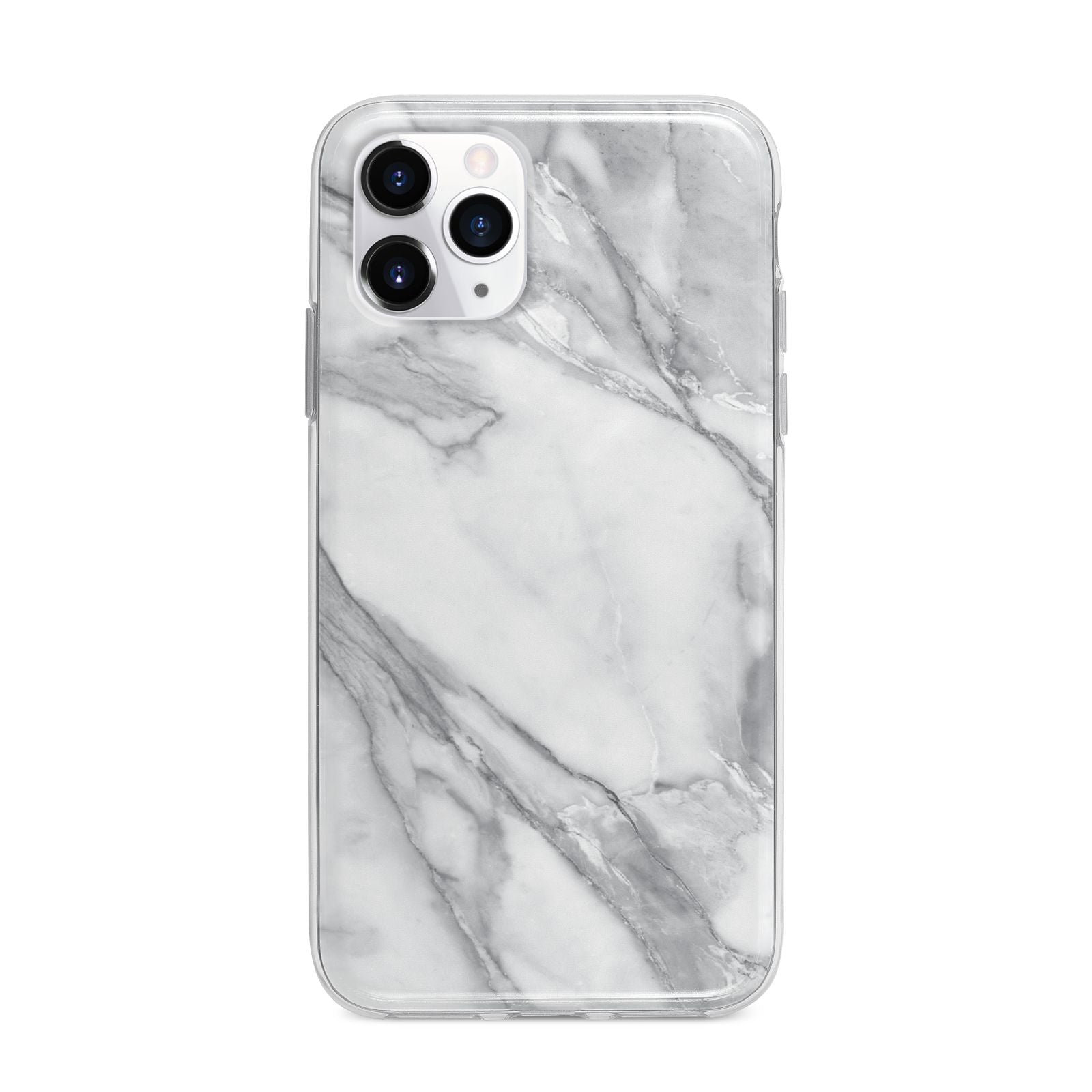 Faux Marble Effect White Grey Apple iPhone 11 Pro in Silver with Bumper Case