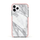 Faux Marble Effect White Grey Apple iPhone 11 Pro in Silver with Pink Impact Case