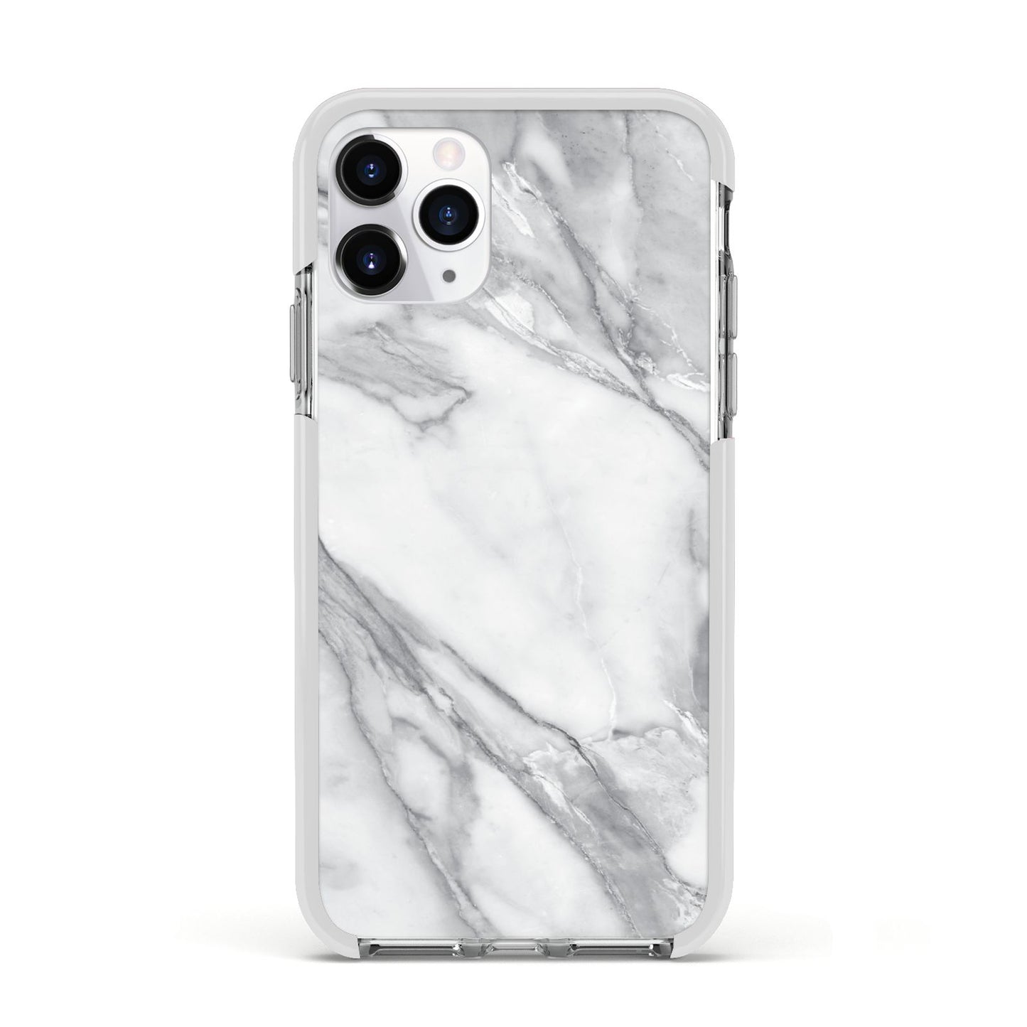 Faux Marble Effect White Grey Apple iPhone 11 Pro in Silver with White Impact Case
