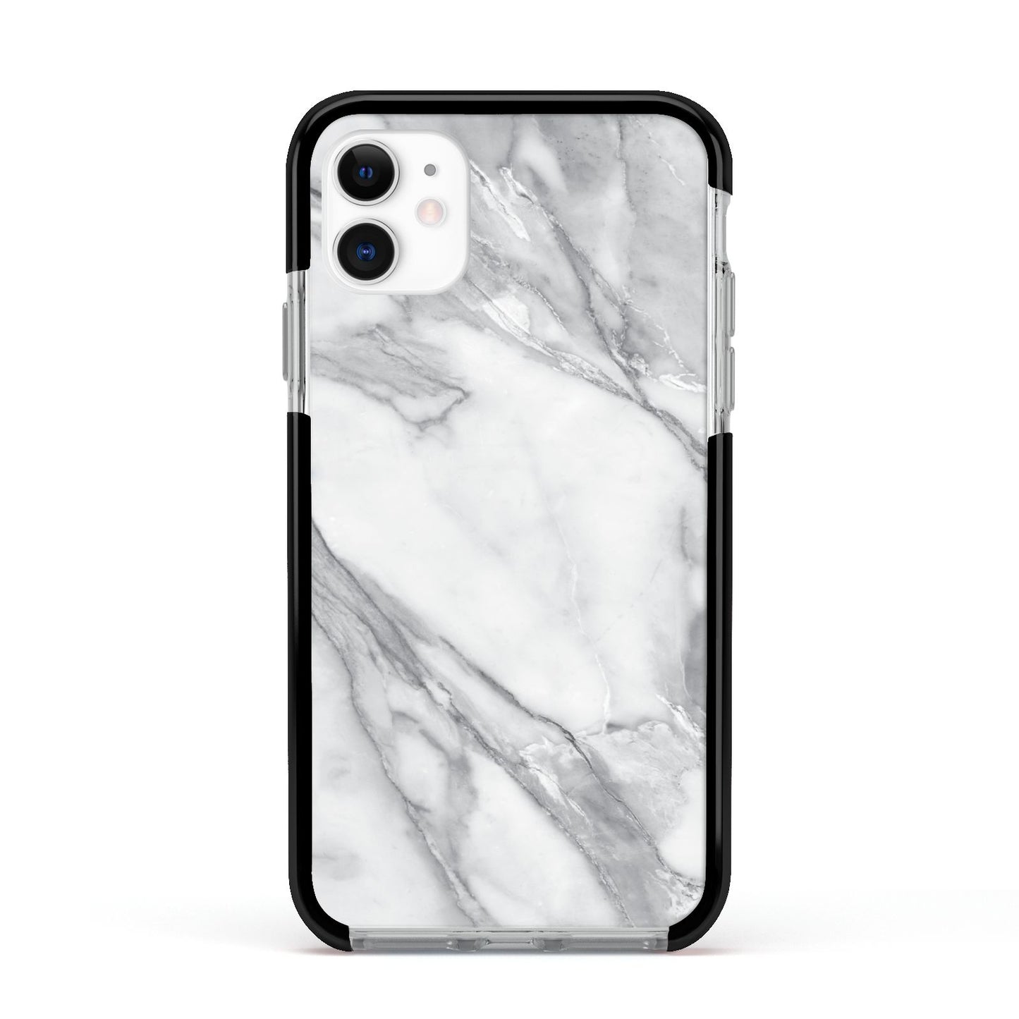 Faux Marble Effect White Grey Apple iPhone 11 in White with Black Impact Case