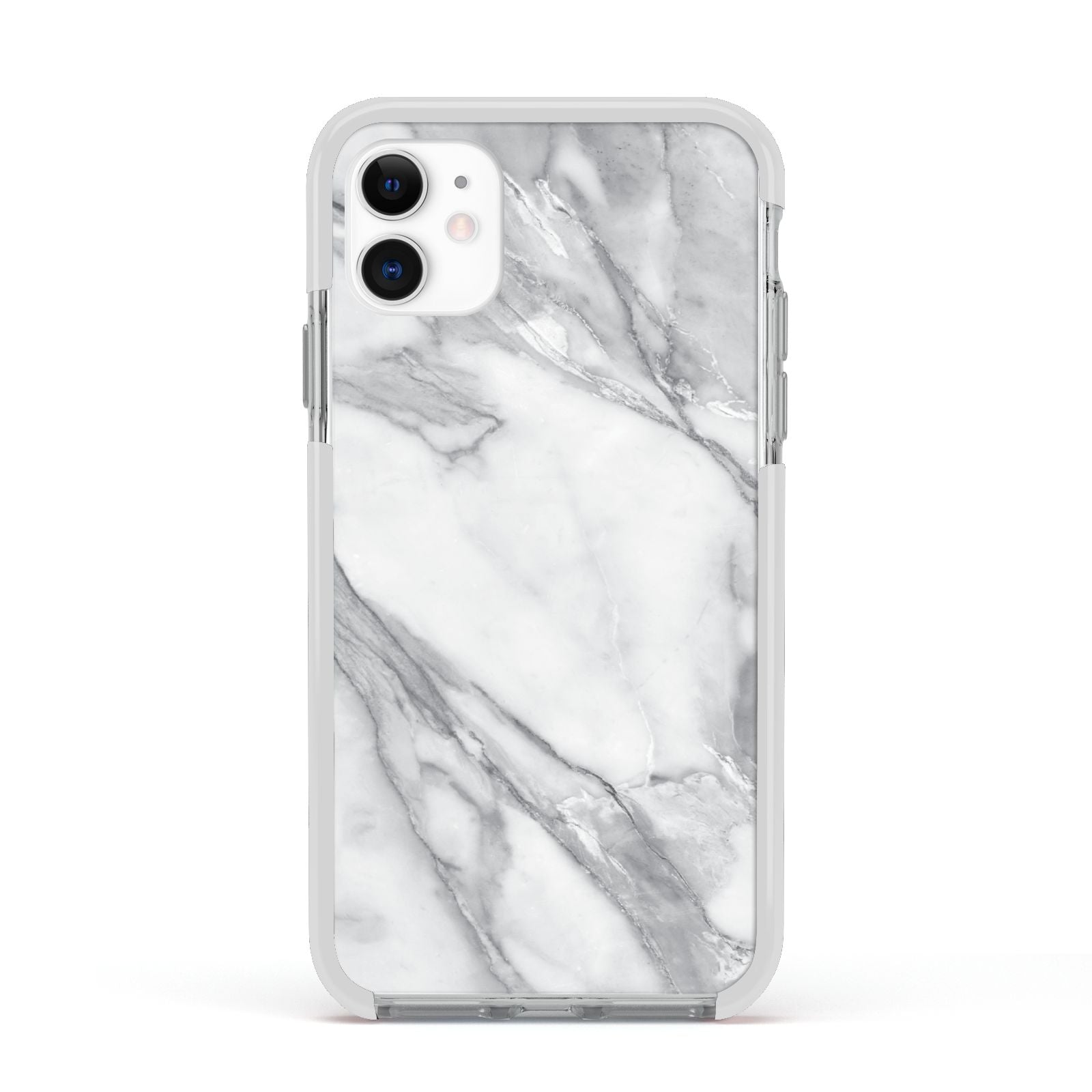 Faux Marble Effect White Grey Apple iPhone 11 in White with White Impact Case