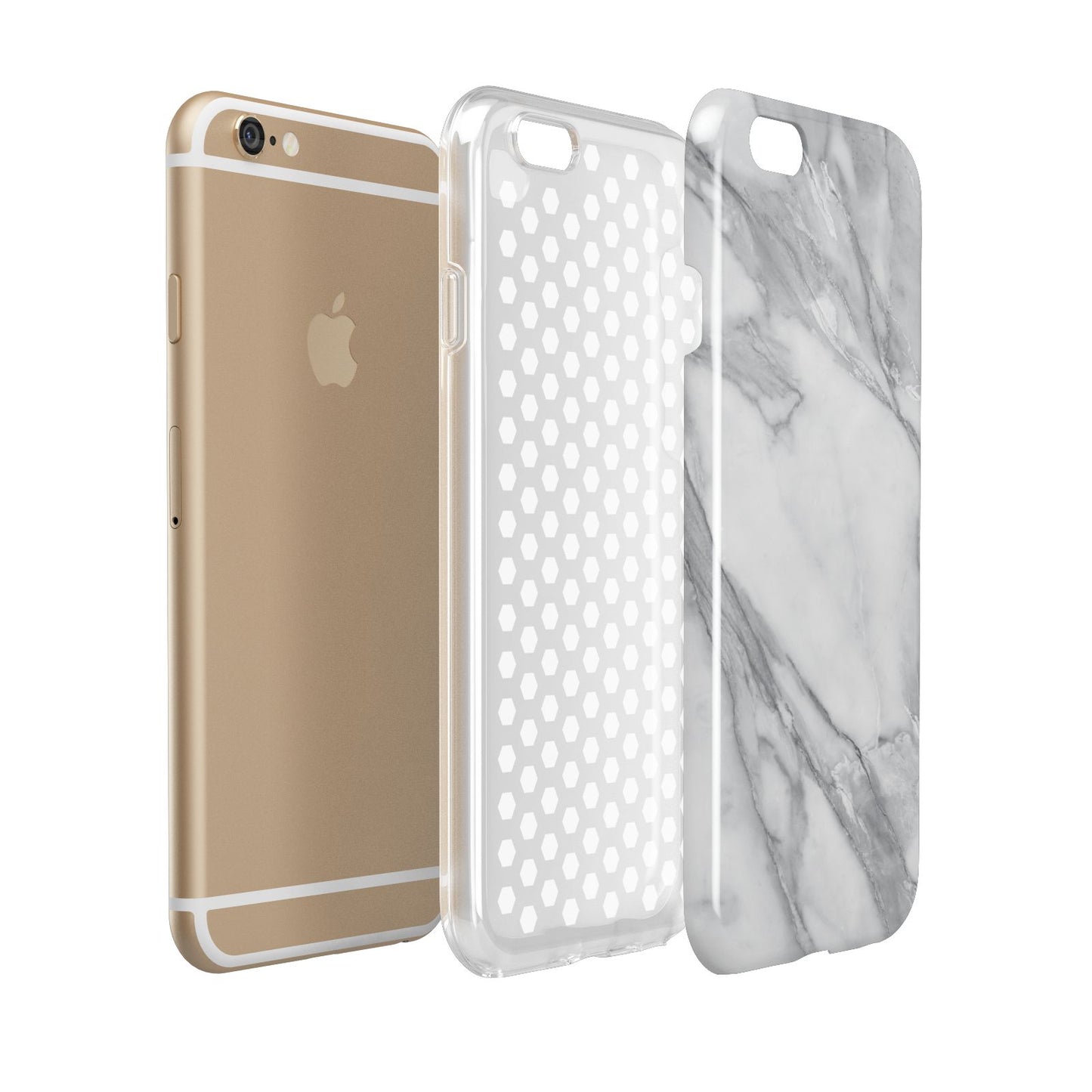 Faux Marble Effect White Grey Apple iPhone 6 3D Tough Case Expanded view