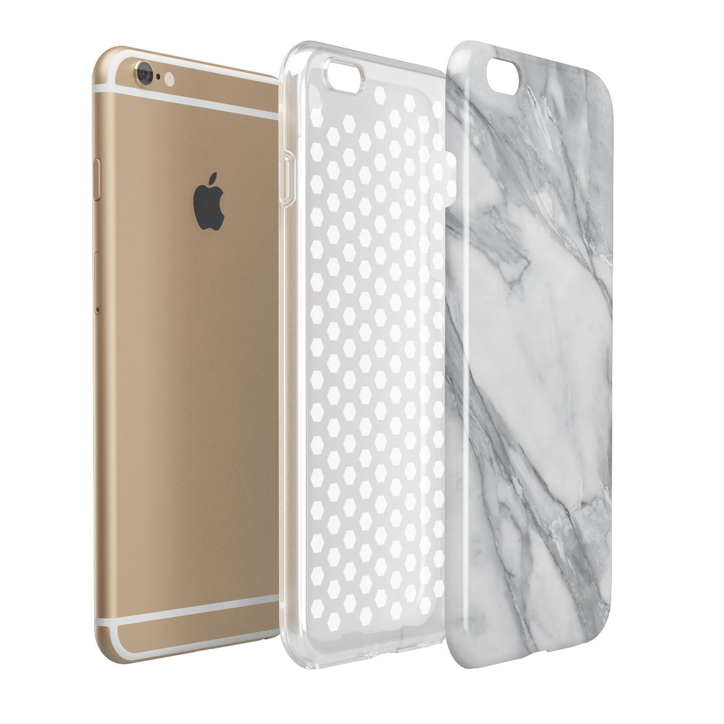 Faux Marble Effect White Grey Apple iPhone 6 Plus 3D Tough Case Expand Detail Image