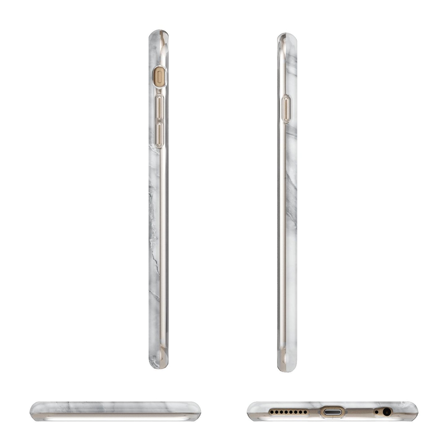 Faux Marble Effect White Grey Apple iPhone 6 Plus 3D Wrap Tough Case Alternative Image Angles