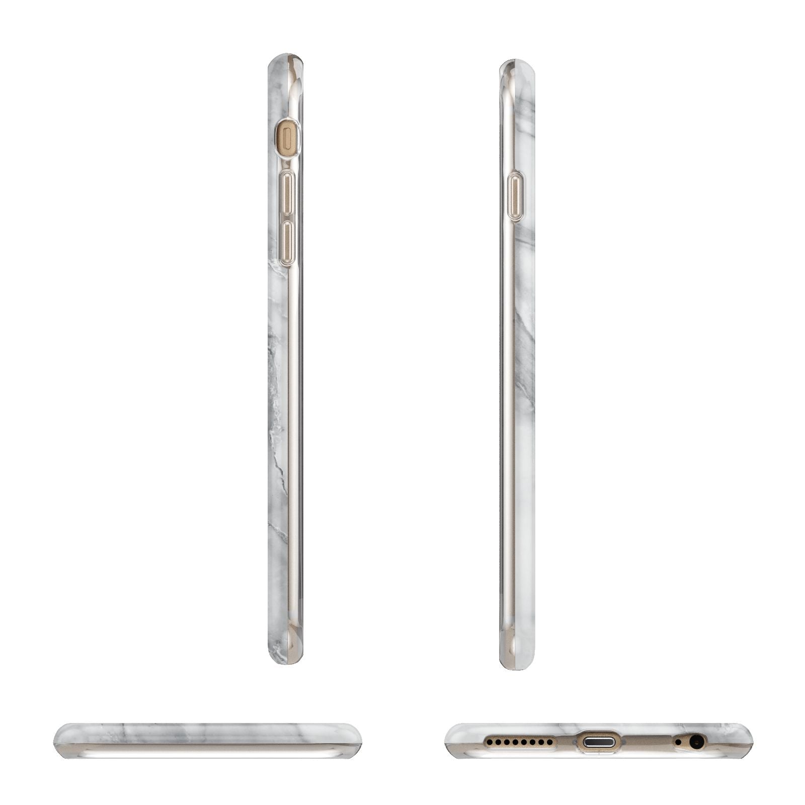 Faux Marble Effect White Grey Apple iPhone 6 Plus 3D Wrap Tough Case Alternative Image Angles
