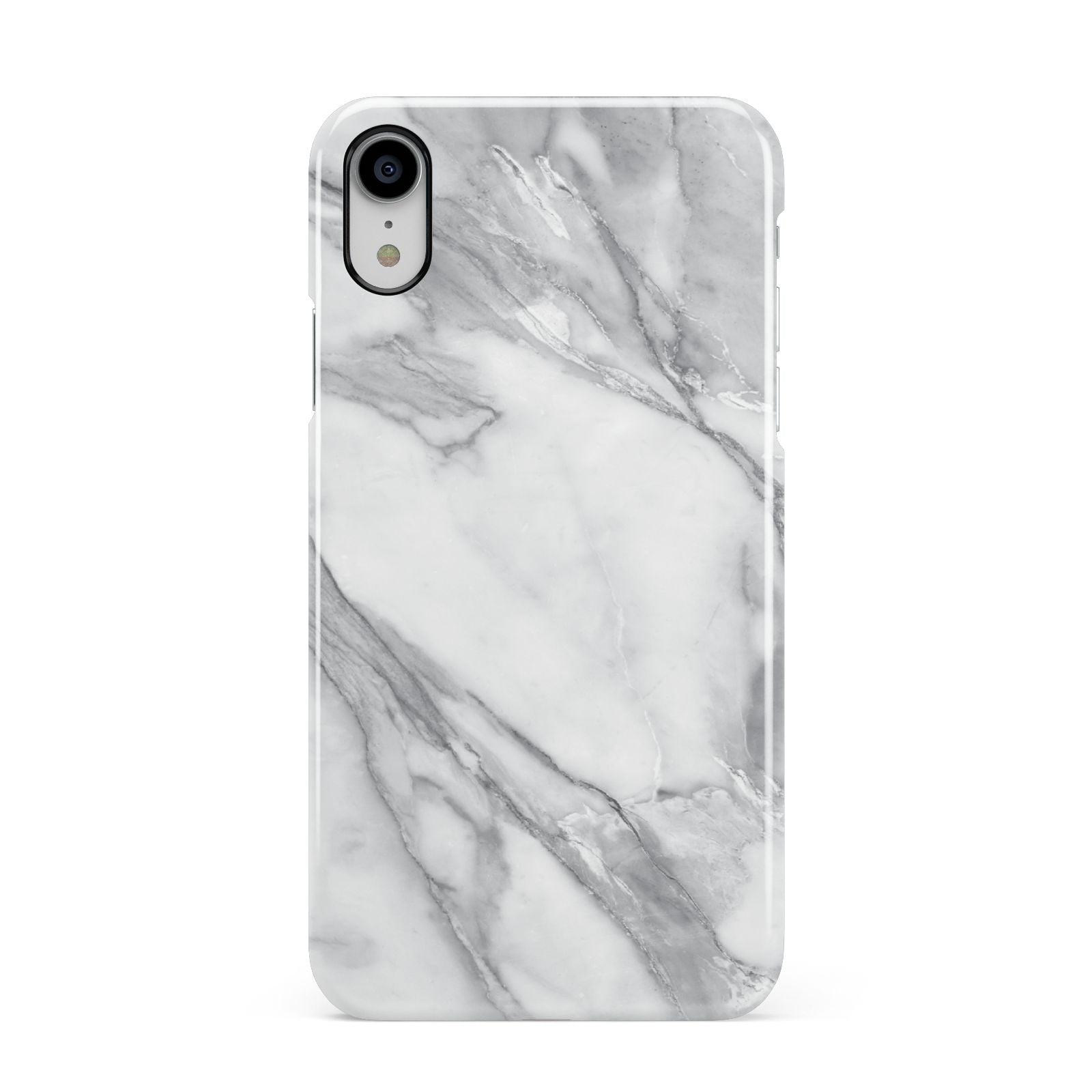 Faux Marble Effect White Grey Apple iPhone XR White 3D Snap Case