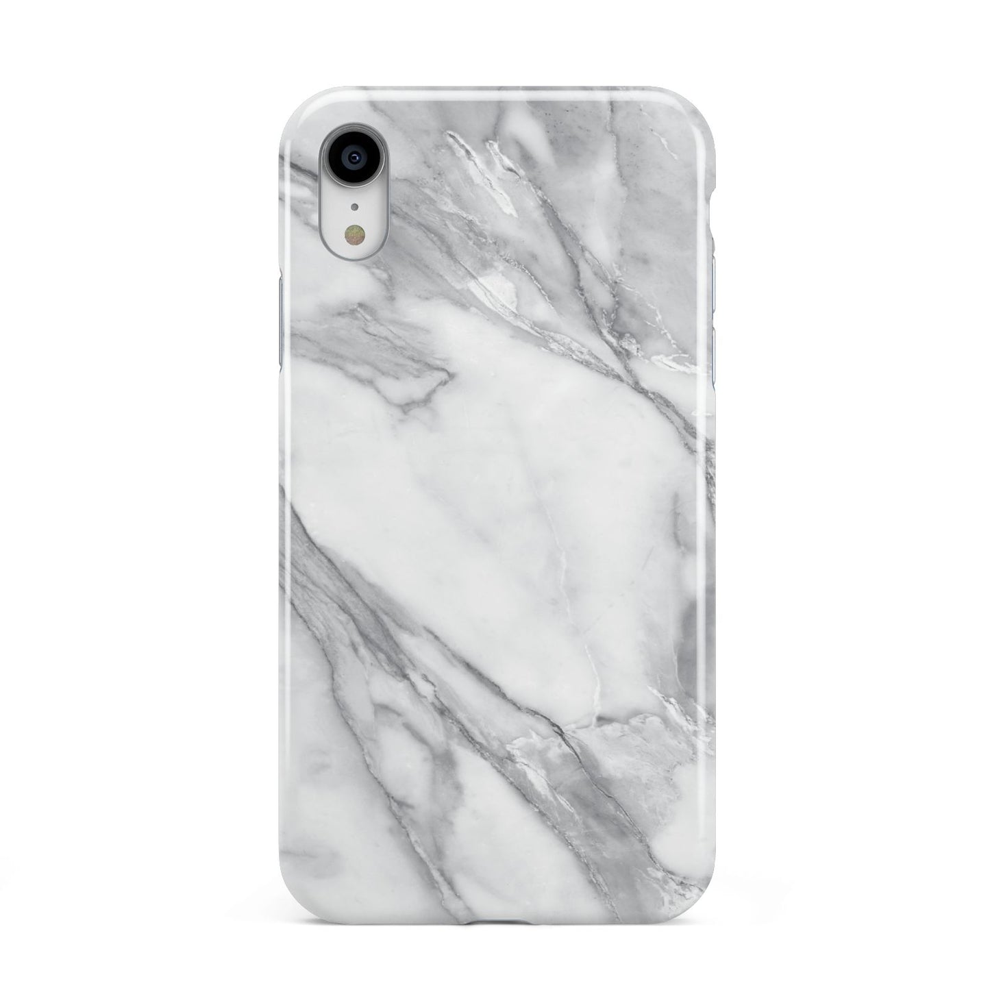 Faux Marble Effect White Grey Apple iPhone XR White 3D Tough Case