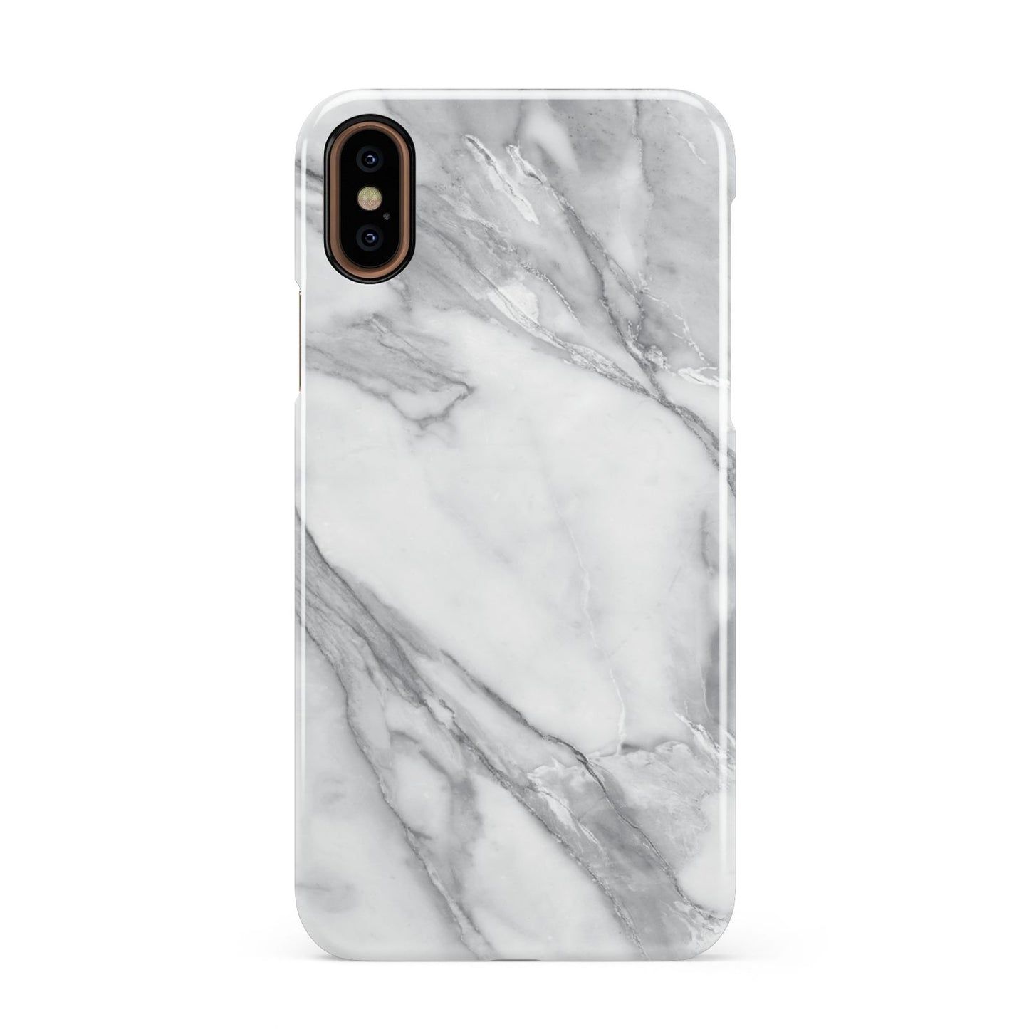 Faux Marble Effect White Grey Apple iPhone XS 3D Snap Case