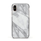 Faux Marble Effect White Grey Apple iPhone Xs Impact Case Black Edge on Gold Phone