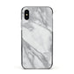 Faux Marble Effect White Grey Apple iPhone Xs Impact Case Black Edge on Silver Phone