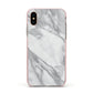 Faux Marble Effect White Grey Apple iPhone Xs Impact Case Pink Edge on Gold Phone