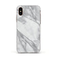 Faux Marble Effect White Grey Apple iPhone Xs Impact Case White Edge on Gold Phone
