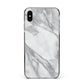 Faux Marble Effect White Grey Apple iPhone Xs Max Impact Case Black Edge on Silver Phone