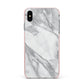 Faux Marble Effect White Grey Apple iPhone Xs Max Impact Case Pink Edge on Silver Phone