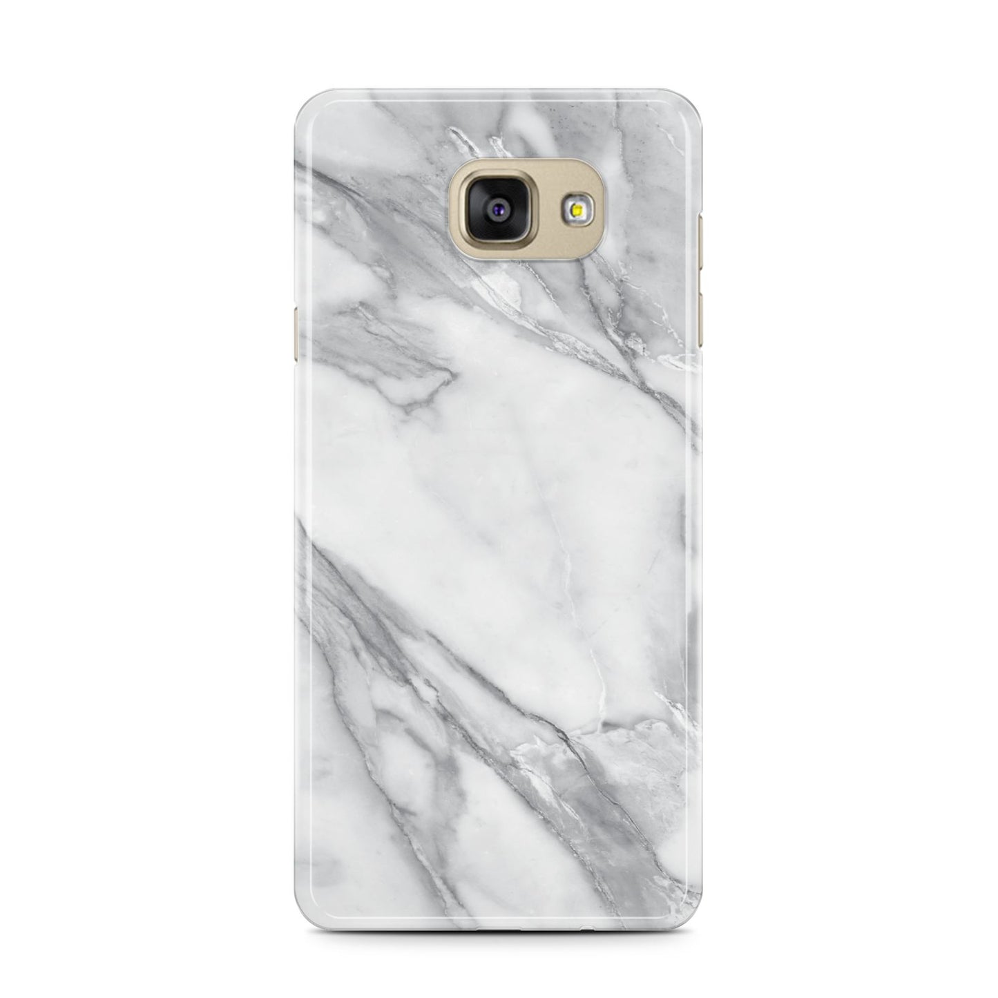 Faux Marble Effect White Grey Samsung Galaxy A7 2016 Case on gold phone