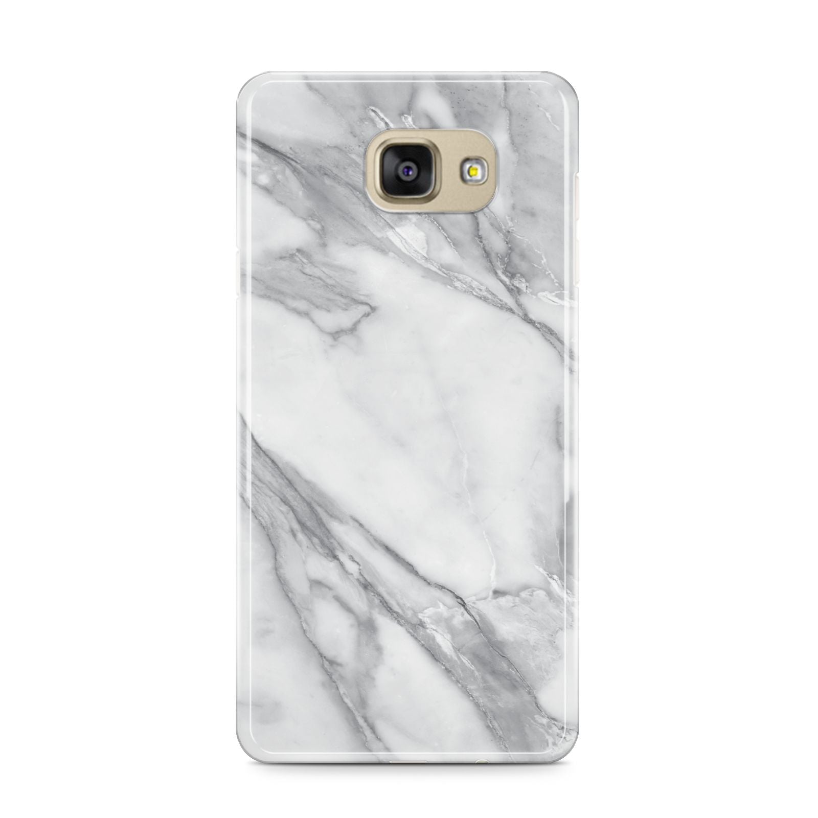 Faux Marble Effect White Grey Samsung Galaxy A9 2016 Case on gold phone
