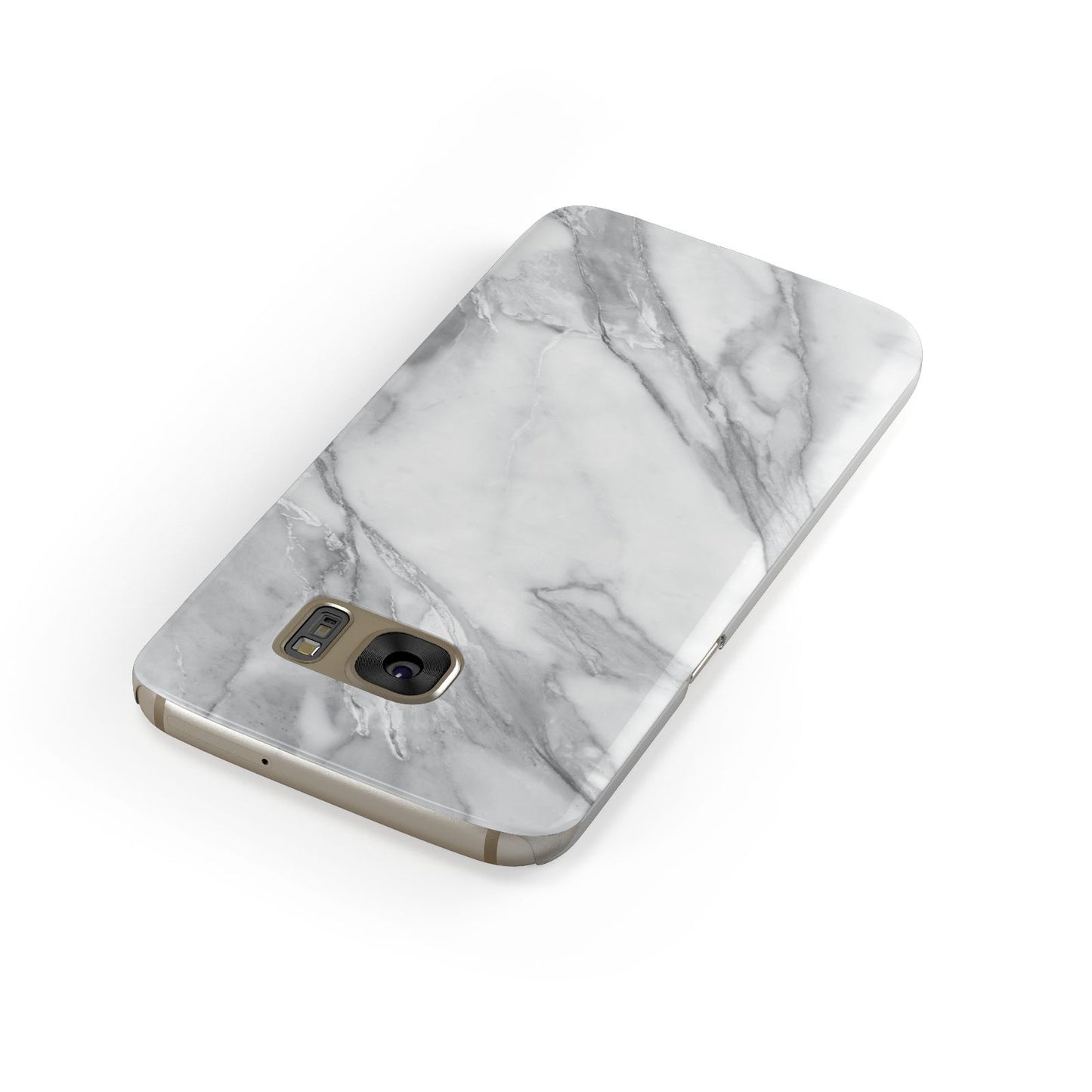 Faux Marble Effect White Grey Samsung Galaxy Case Front Close Up