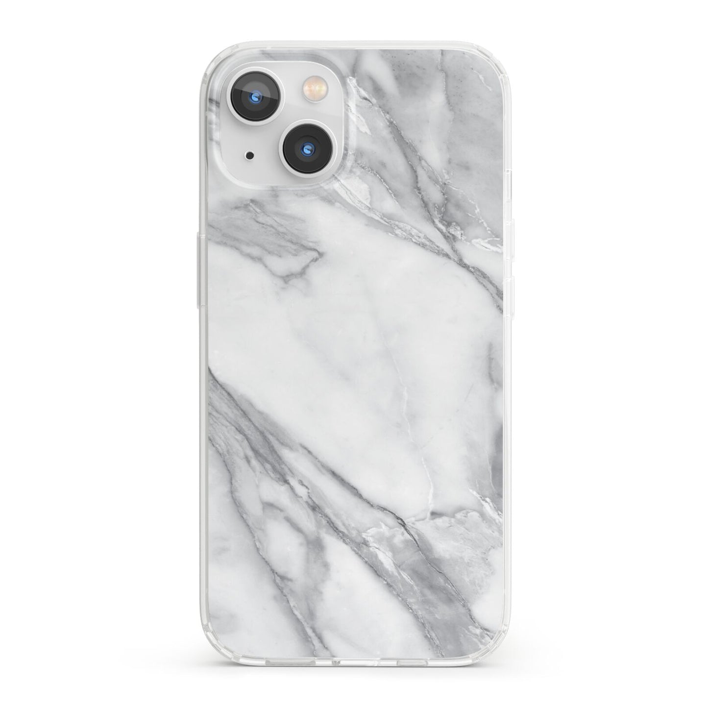 Faux Marble Effect White Grey iPhone 13 Clear Bumper Case