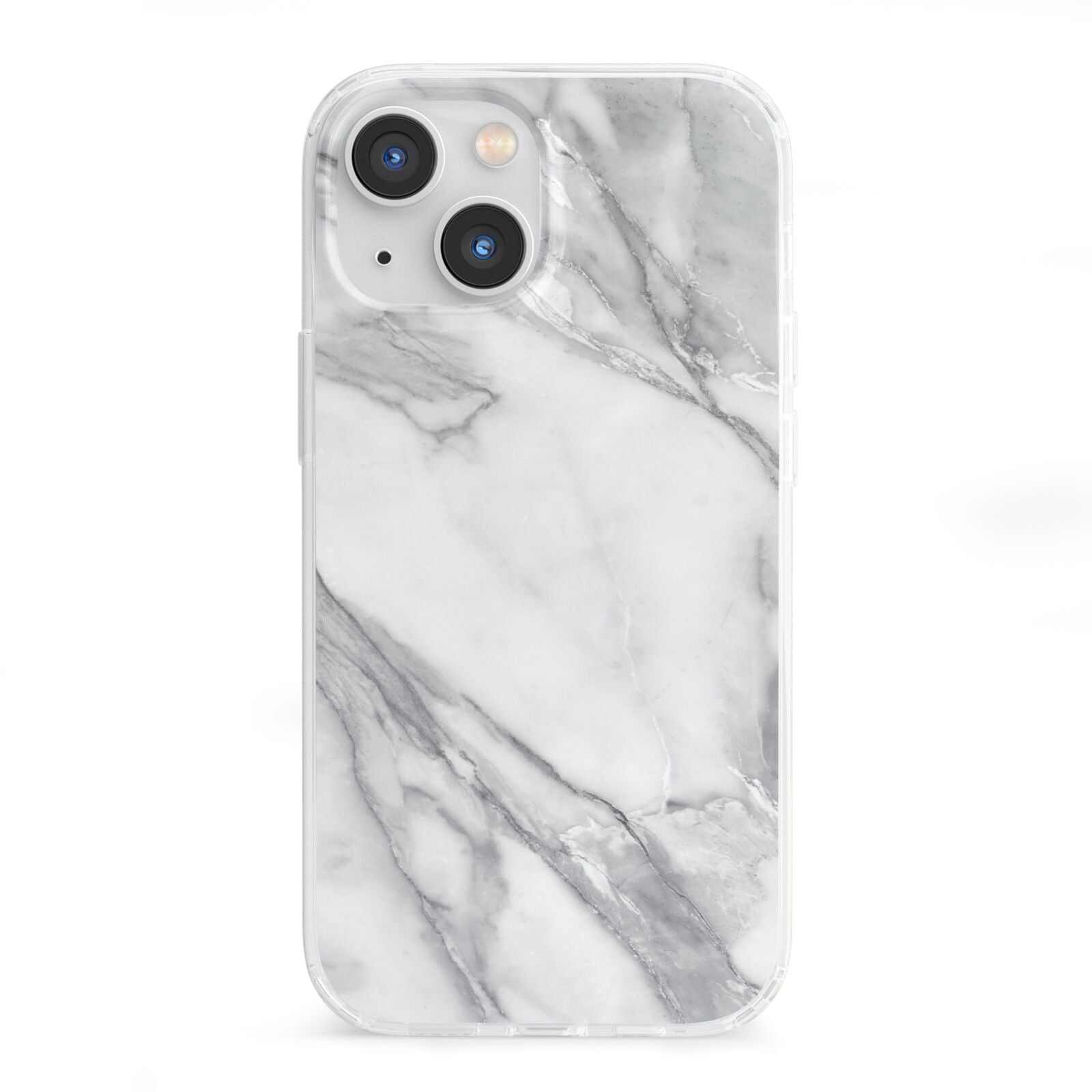 Faux Marble Effect White Grey iPhone 13 Mini Clear Bumper Case