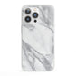 Faux Marble Effect White Grey iPhone 13 Pro Clear Bumper Case