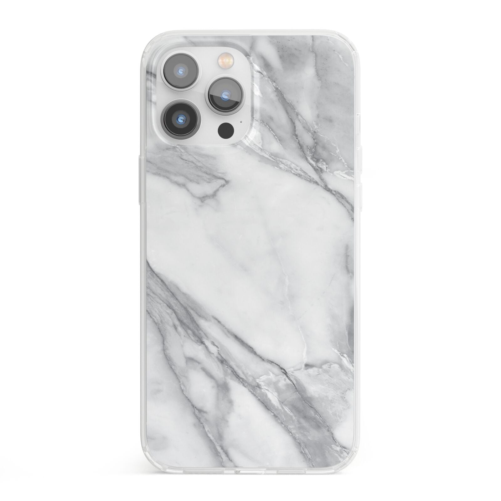 Faux Marble Effect White Grey iPhone 13 Pro Max Clear Bumper Case