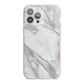 Faux Marble Effect White Grey iPhone 13 Pro Max TPU Impact Case with Pink Edges
