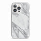 Faux Marble Effect White Grey iPhone 13 Pro TPU Impact Case with White Edges