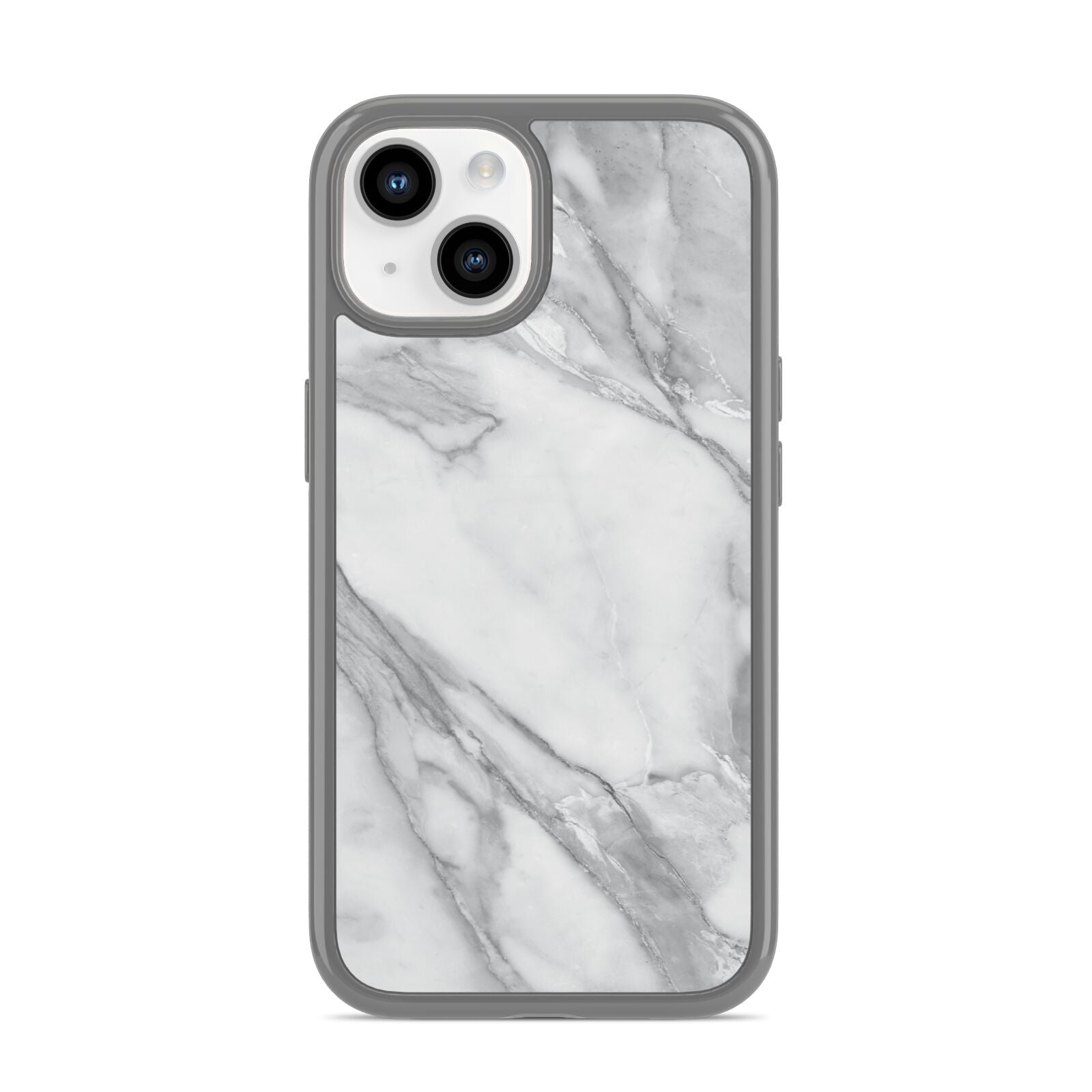 Faux Marble Effect White Grey iPhone 14 Clear Tough Case Starlight