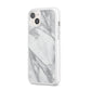 Faux Marble Effect White Grey iPhone 14 Plus Clear Tough Case Starlight Angled Image