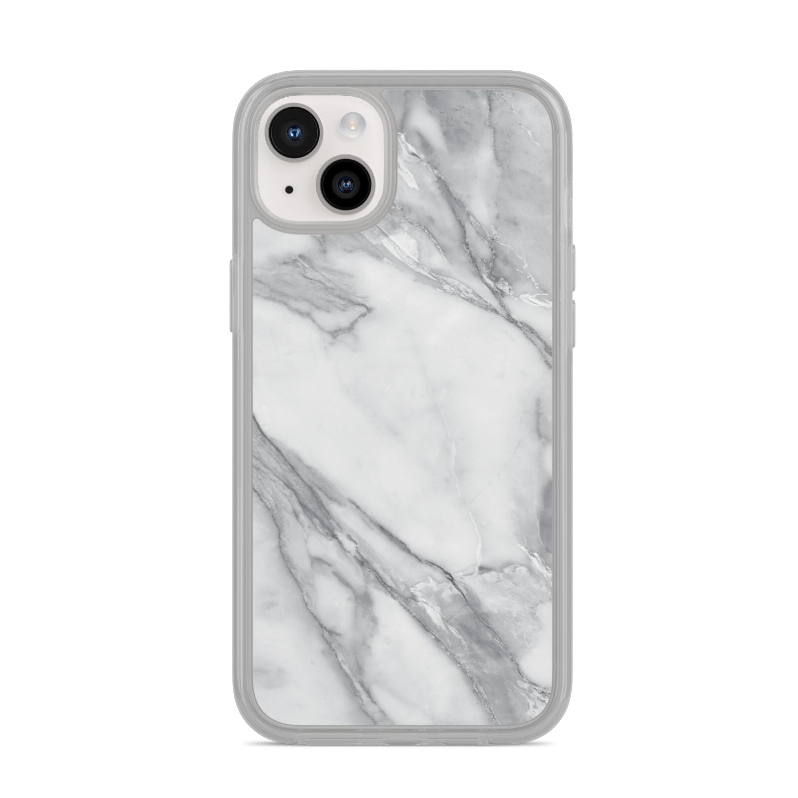 Faux Marble Effect White Grey iPhone 14 Plus Clear Tough Case Starlight