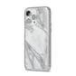 Faux Marble Effect White Grey iPhone 14 Pro Max Glitter Tough Case Silver Angled Image