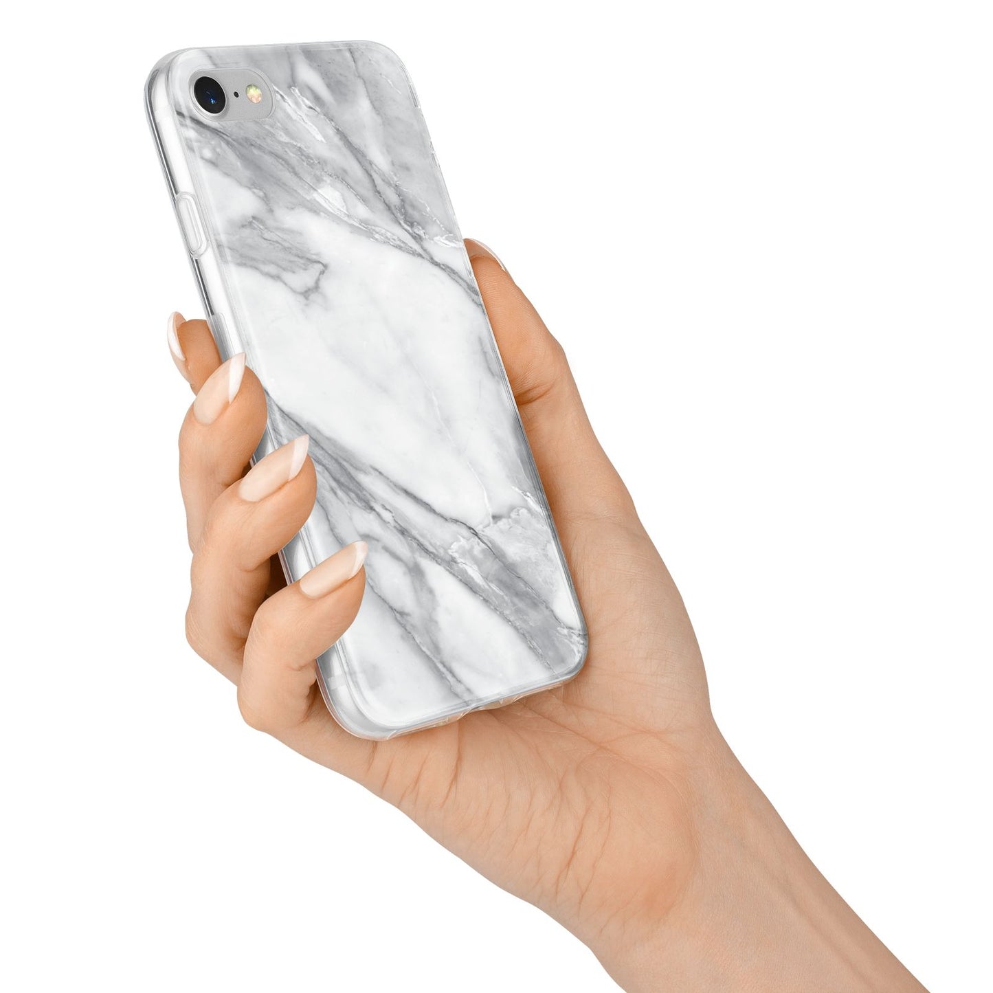Faux Marble Effect White Grey iPhone 7 Bumper Case on Silver iPhone Alternative Image