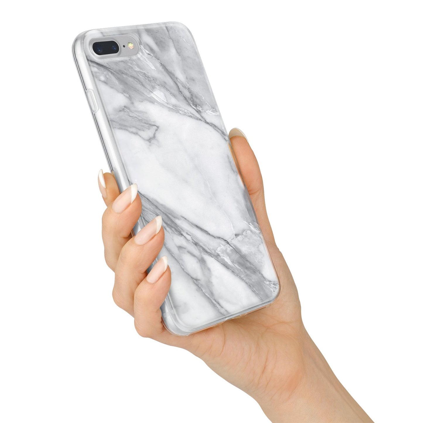 Faux Marble Effect White Grey iPhone 7 Plus Bumper Case on Silver iPhone Alternative Image