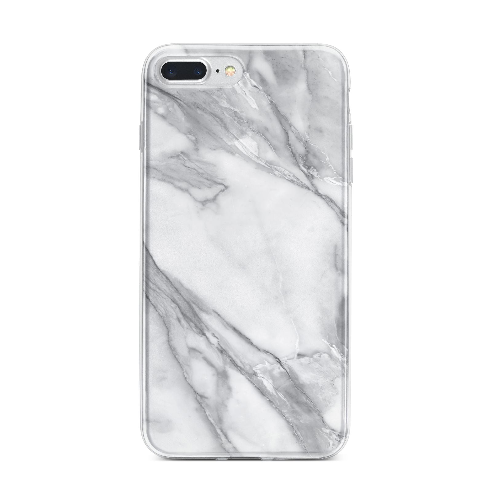 Faux Marble Effect White Grey iPhone 7 Plus Bumper Case on Silver iPhone