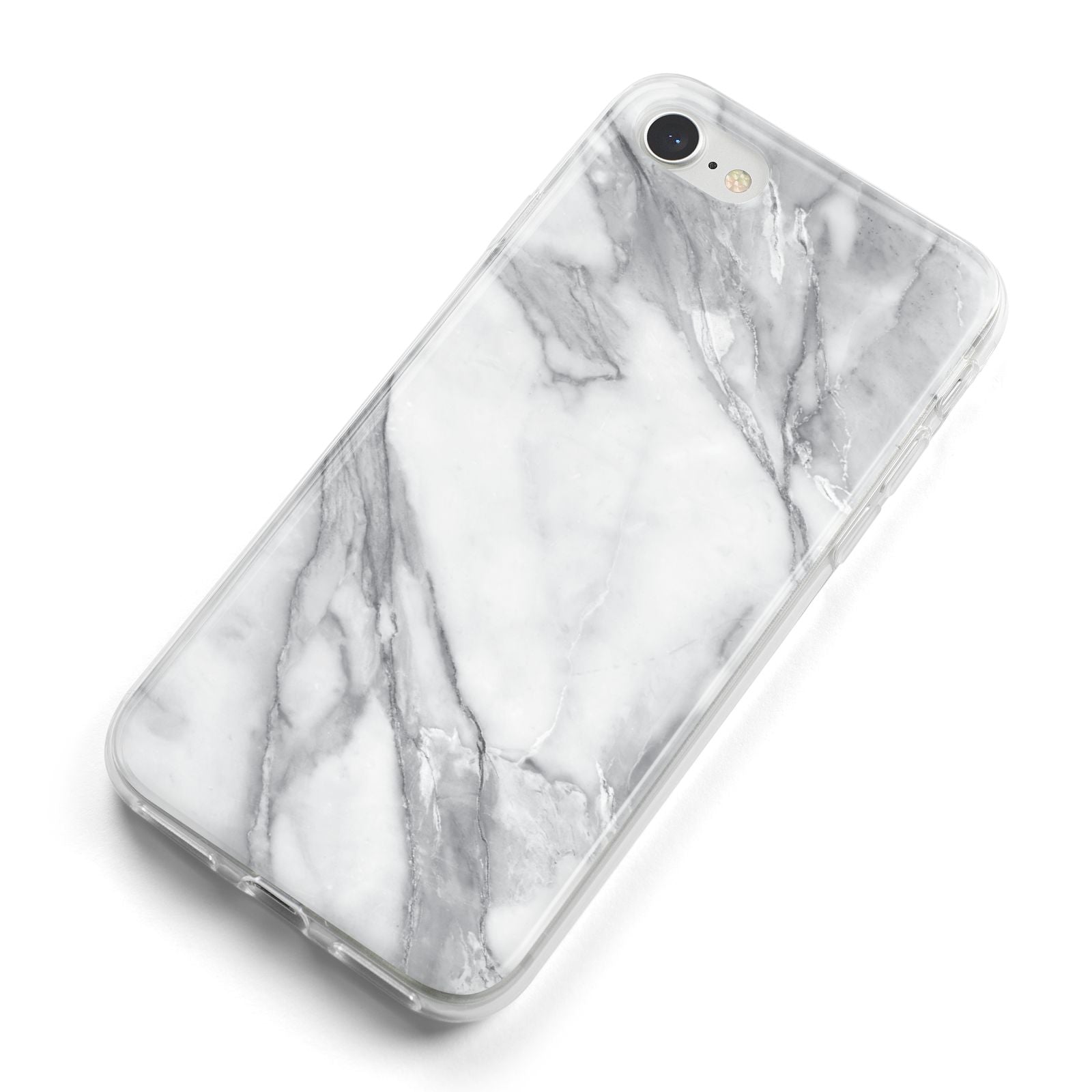 Faux Marble Effect White Grey iPhone 8 Bumper Case on Silver iPhone Alternative Image